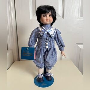 MYD Marian Yu Designs Heirloom Bisque collective Porcelain Doll Tag & Stand